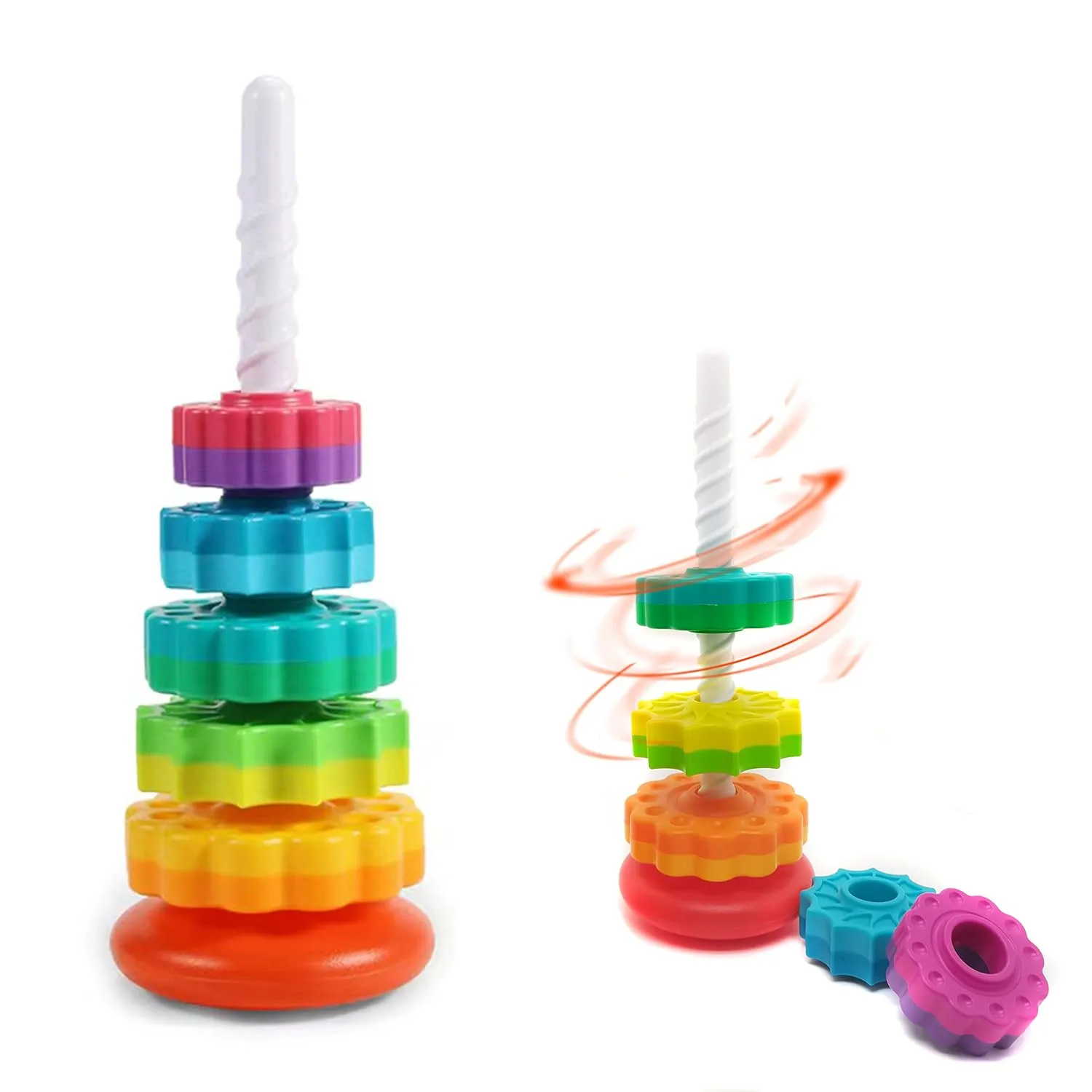 (1 Pcs) Spinning Stacking Toys,Spin Toys For Toddlers 1 3,Strong Abs Plasti