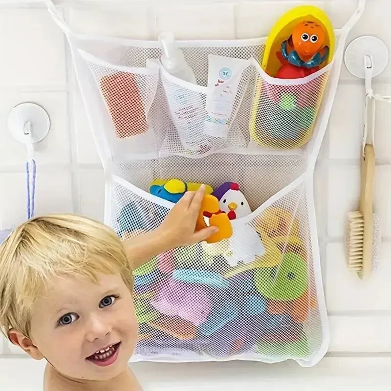 Baby Bathroom Mesh Bag Shower Bath Toys Storage with Strong Suction