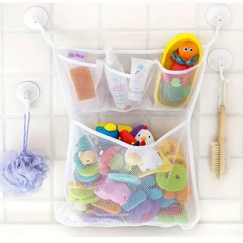 Baby Bathroom Mesh Bag Shower Bath Toys Storage with Strong Suction