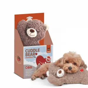 Barkbutler Cuddle Bear Heart Beat Toy for Dogs | For Medium Chewers (Brown)