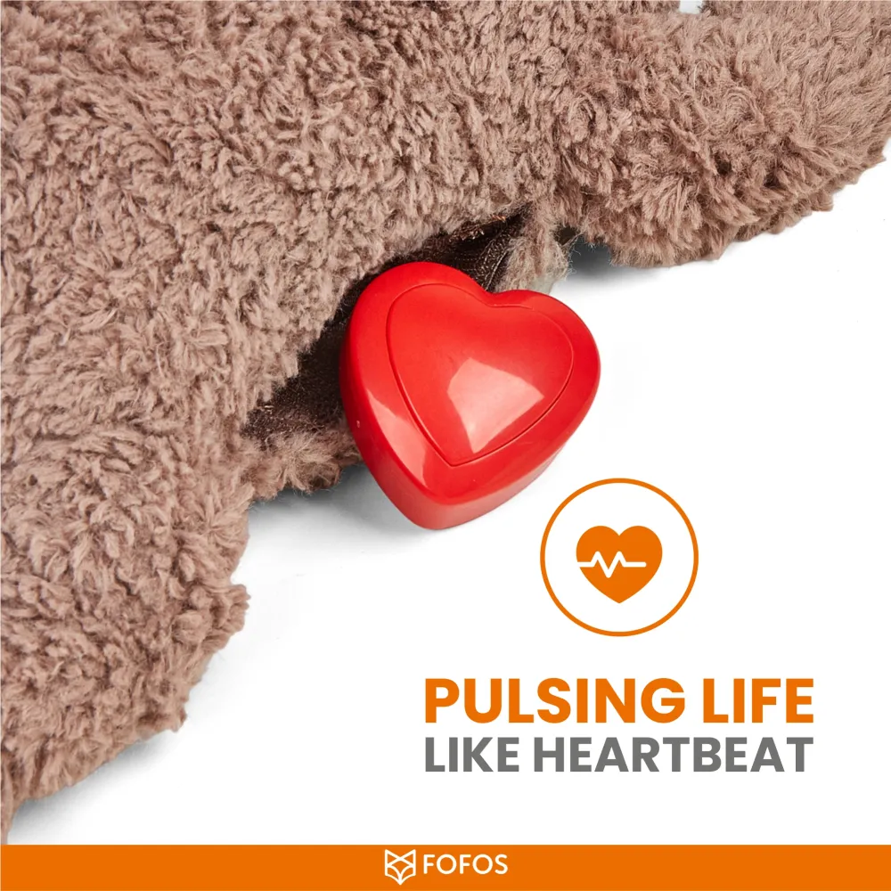 Barkbutler Cuddle Bear Heart Beat Toy for Dogs | For Medium Chewers (Brown)