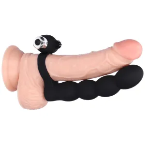 Beaded Double Penetration Clit Stimulating Vibrating Cock Ring