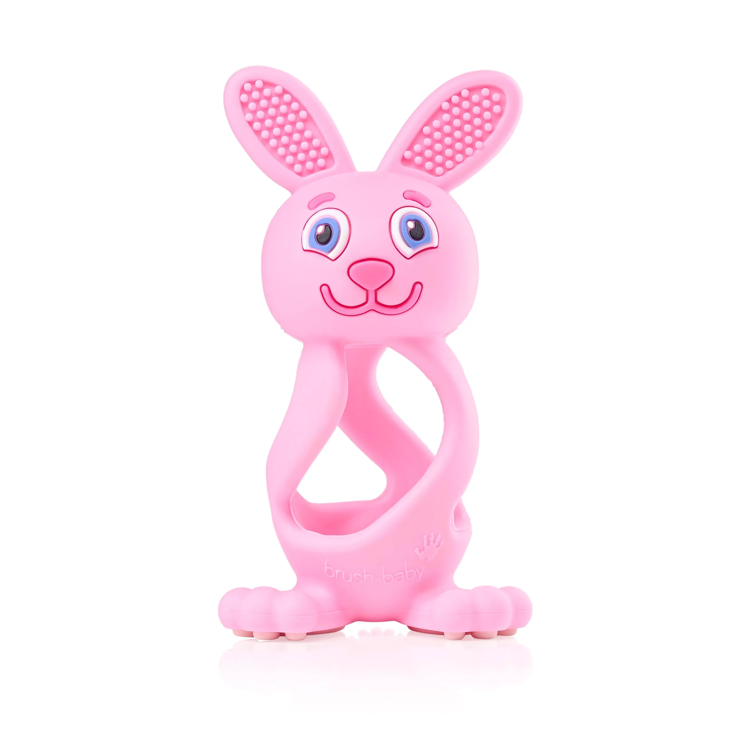 Brush Baby Bobbie Bunny Baby Teether Toy Rose Pink | Twist & Bounce Teething Toy