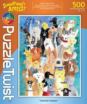 Colorful Canines 500 Piece Puzzle Twist Jigsaw Puzzle - Quick Ship