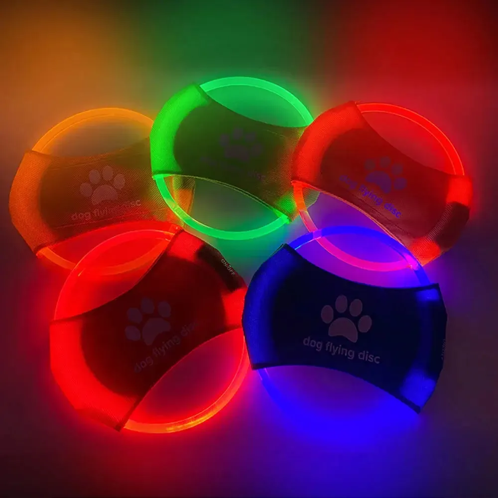 Dog Toys Flying Discs Frisbee Light Glowing LED Luminous