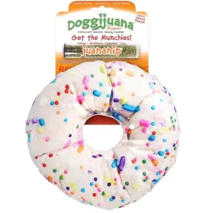 Doggijuana Get the Munchies Refillable Juananip Donut Squeaky Plush Dog Toy