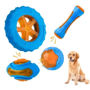 Durable Rubber Dog Chew Toys - Squeaky, Bite Resistant for Large Dogs