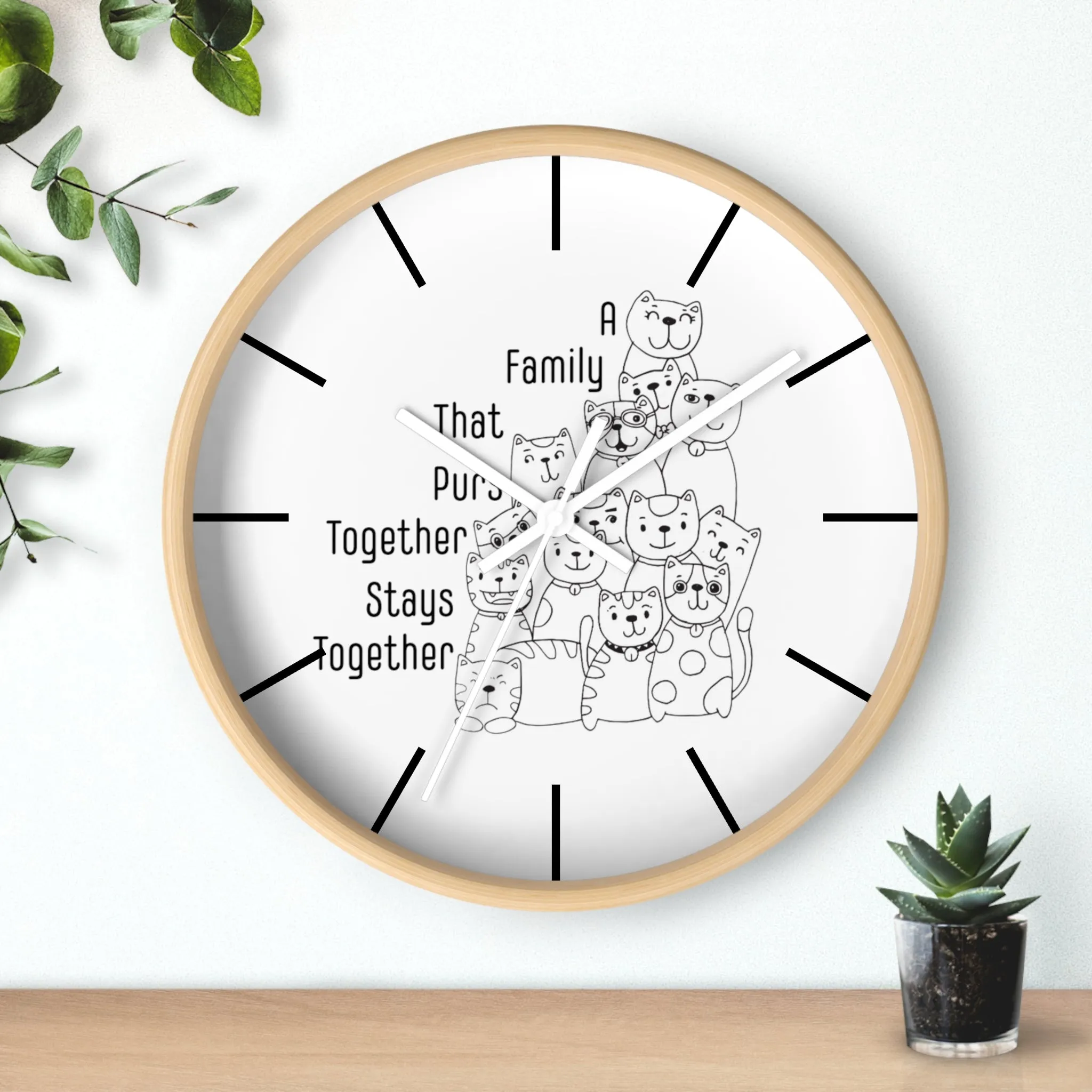 Family Themed Wall Clock. Wall Clock, Home Decor, Cat Lover, Cat Mom. Cat Dad, Housewarming Gift, Gift For Mom, Gift For Dad, Birthday Gift.