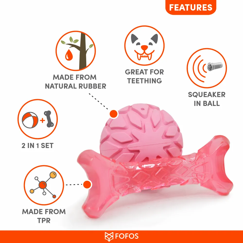 Fofos Milk Bone & Ball Toy for Dogs (Pink)