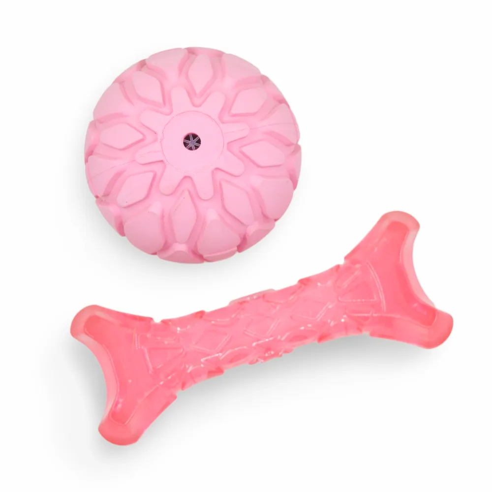 Fofos Milk Bone & Ball Toy for Dogs (Pink)