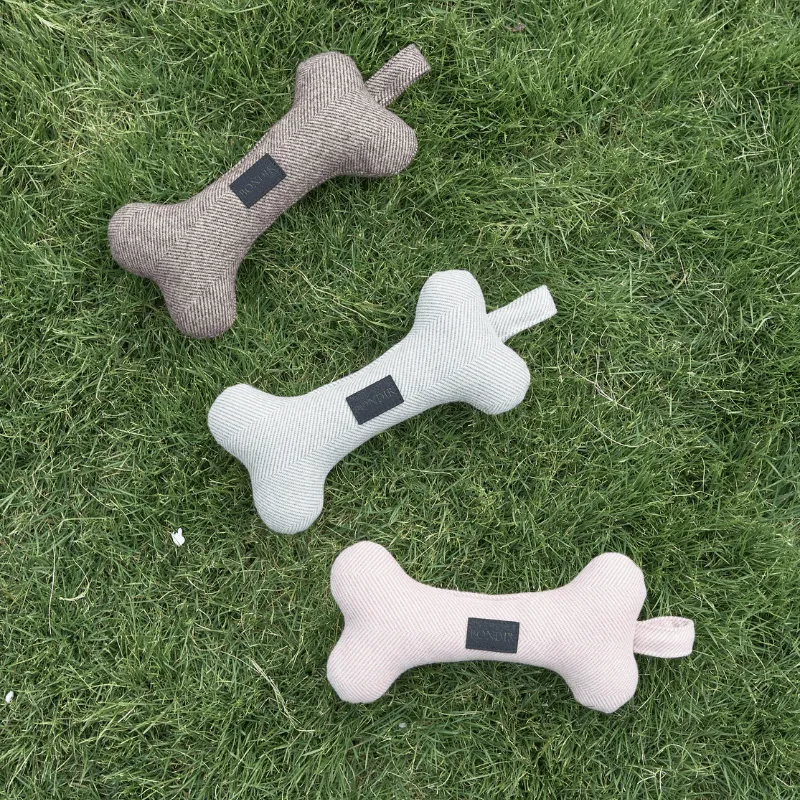 Frosty Jade Tweed Squeaky Bone Dog Toy