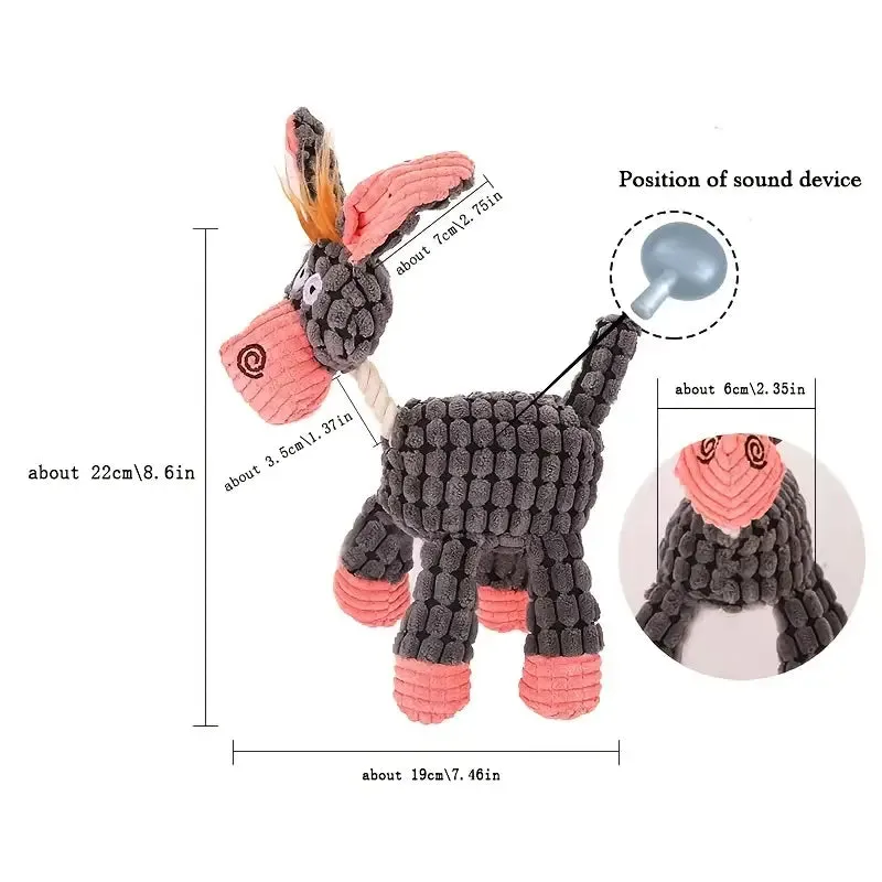 Interactive Plush Chew Toy - Donkey & Dog Styles