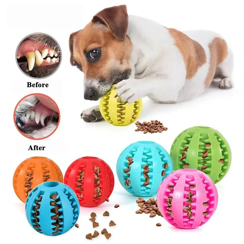 Interactive Rubber Chew Ball for Dogs and Cats – Tooth Cleaning Food Dispensing Ball