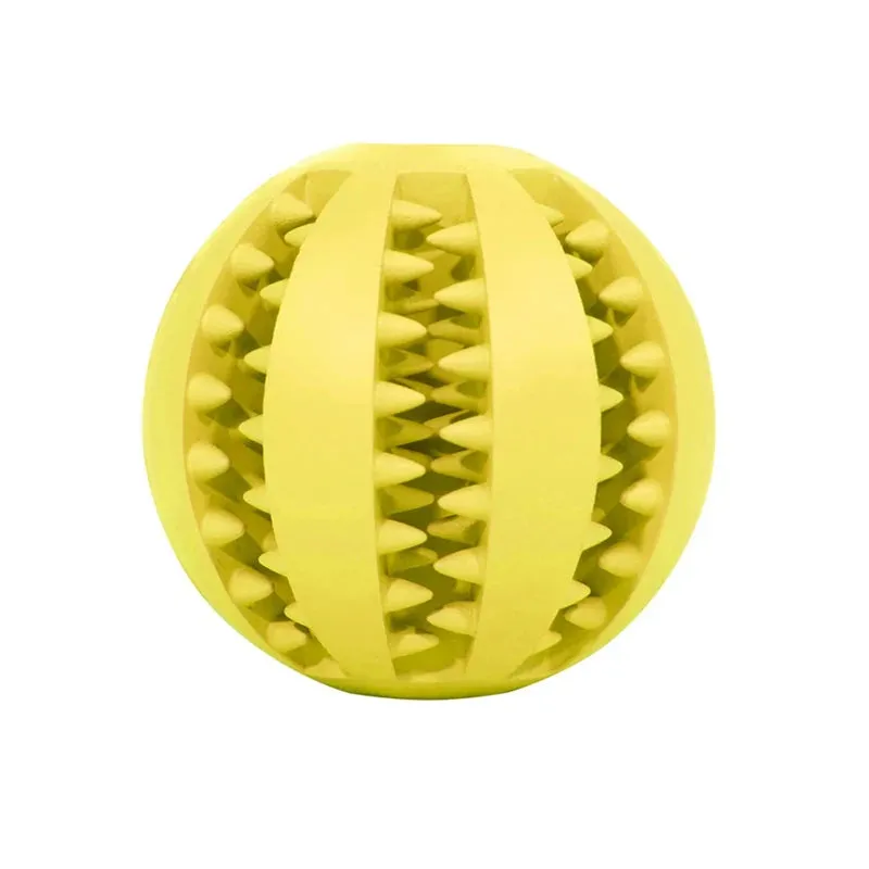 Interactive Rubber Chew Ball for Dogs and Cats – Tooth Cleaning Food Dispensing Ball