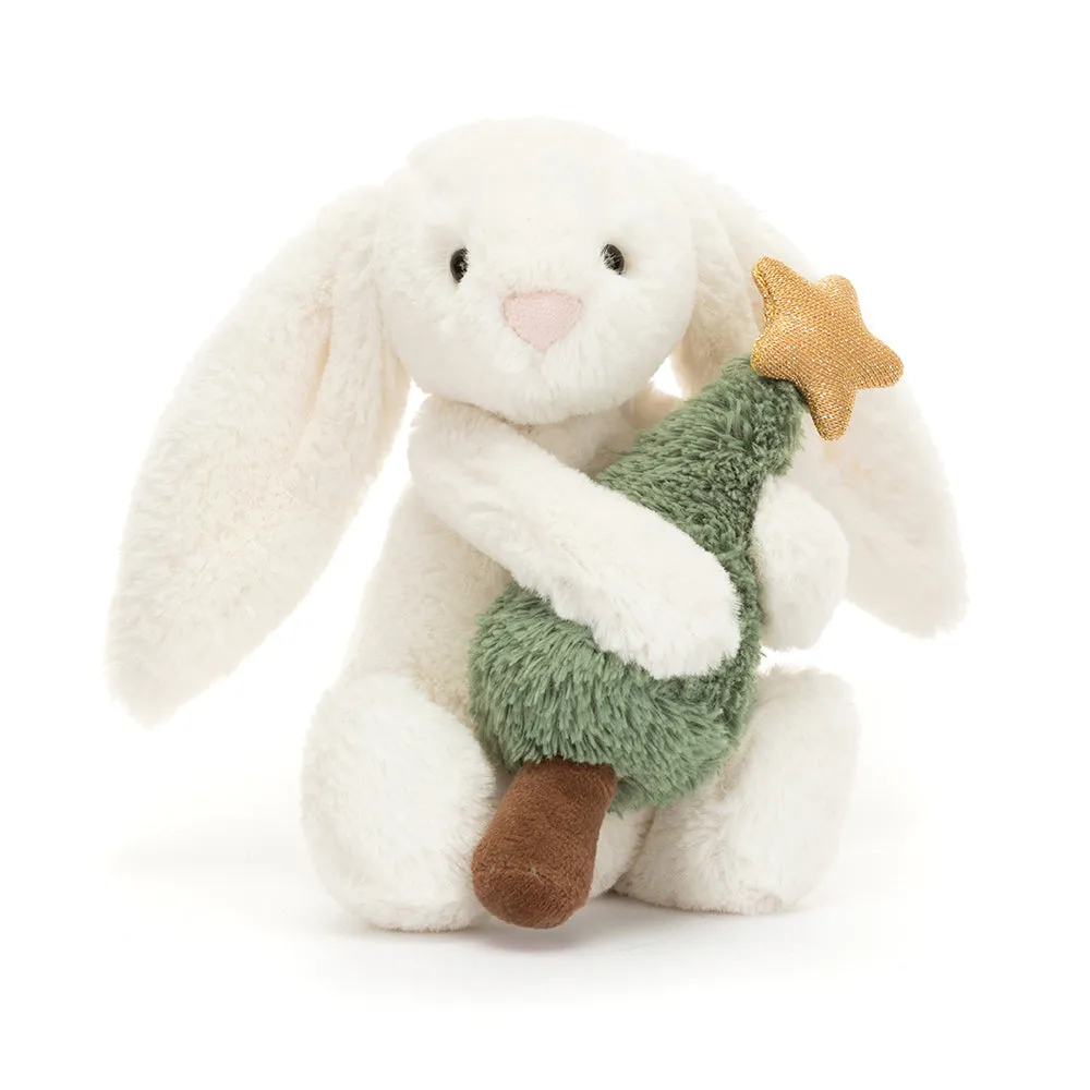 Jellycat Plush Toy Bashful Bunny with Christmas Tree