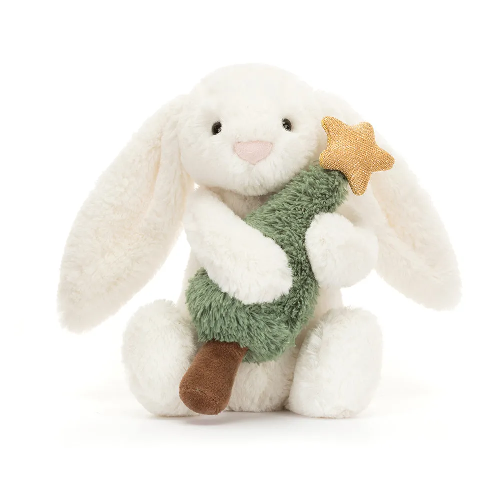 Jellycat Plush Toy Bashful Bunny with Christmas Tree