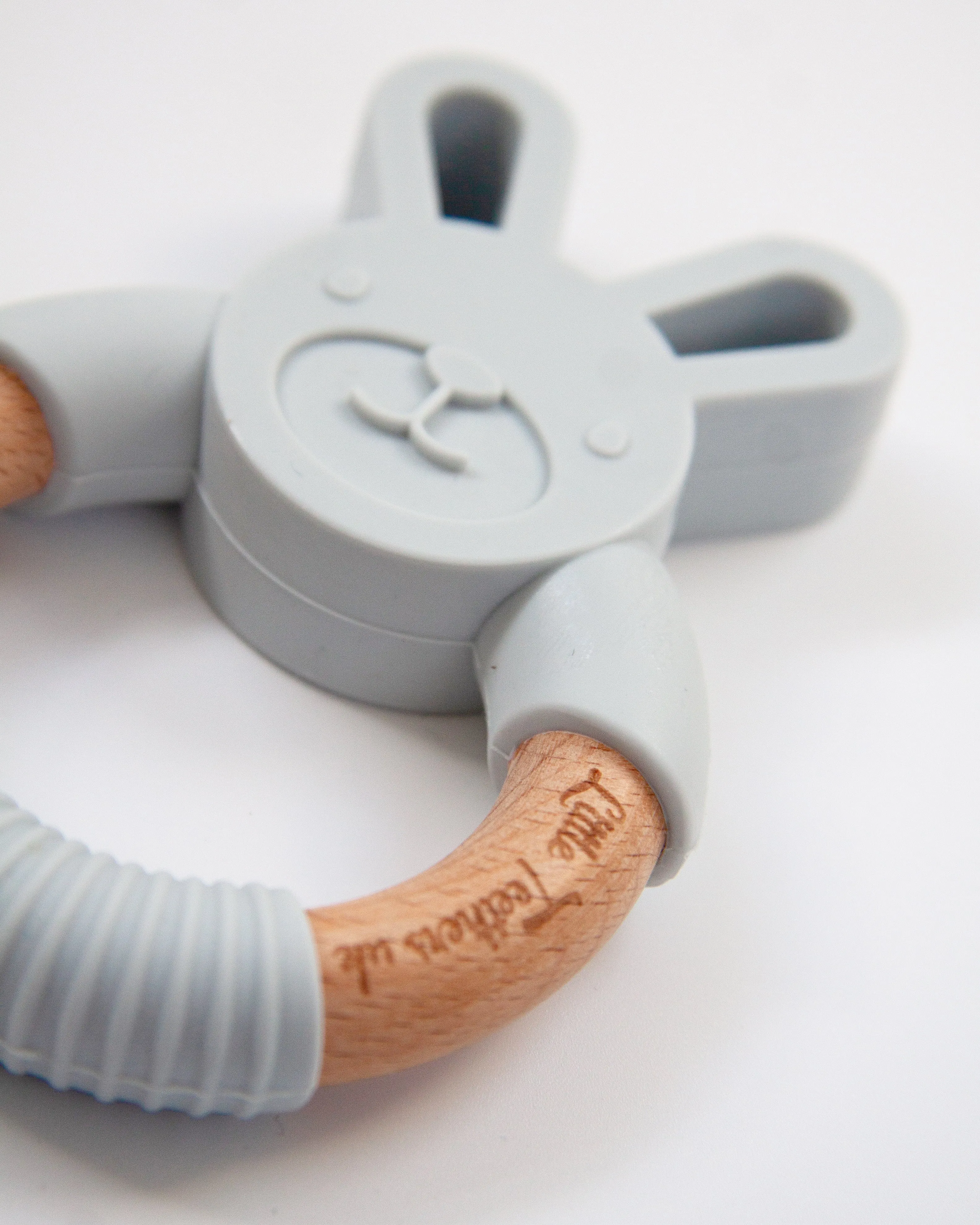 Little Teethers Rabbit Beechwood Silicone Teether - Grey