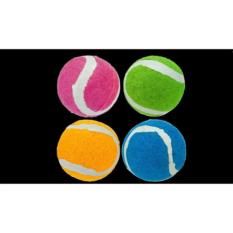 Multipet Assorted Plush Squeaky Tennis Ball 2 in. 4 pk