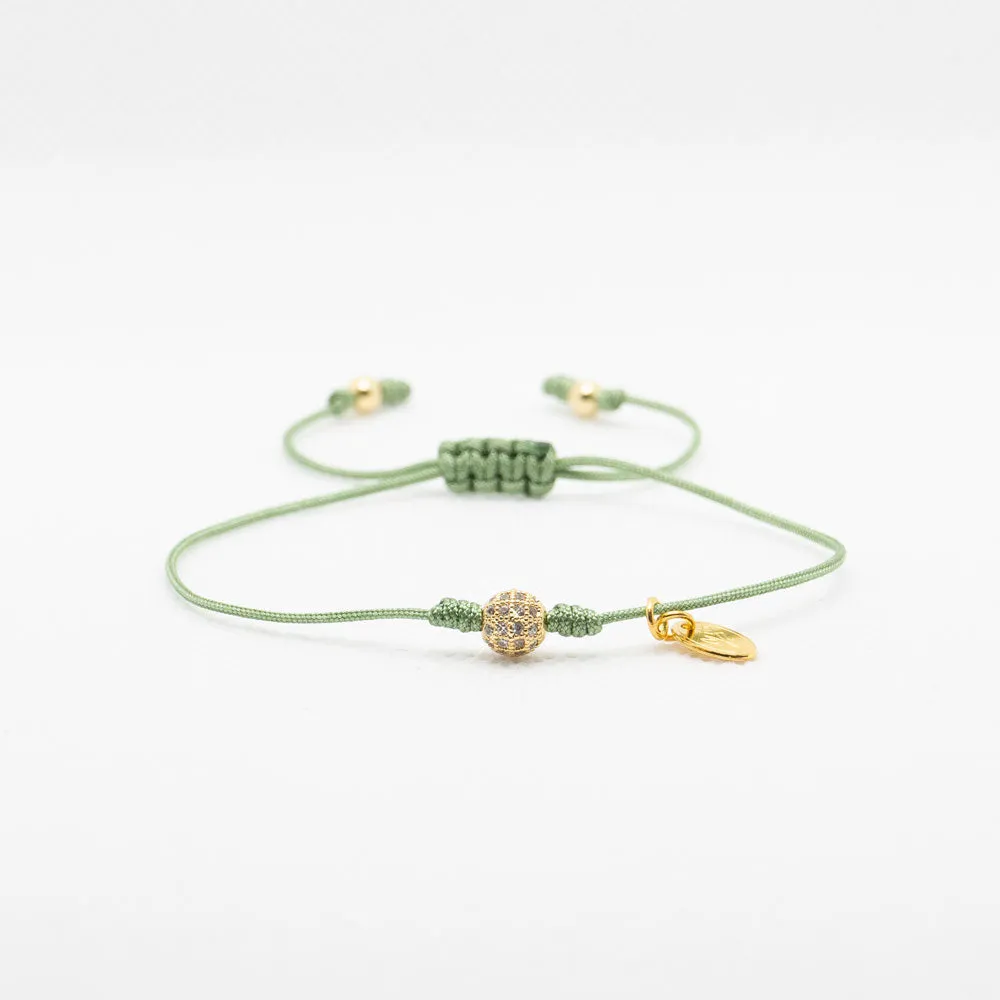 Night at the Ball Gold Green Thread Bracelet