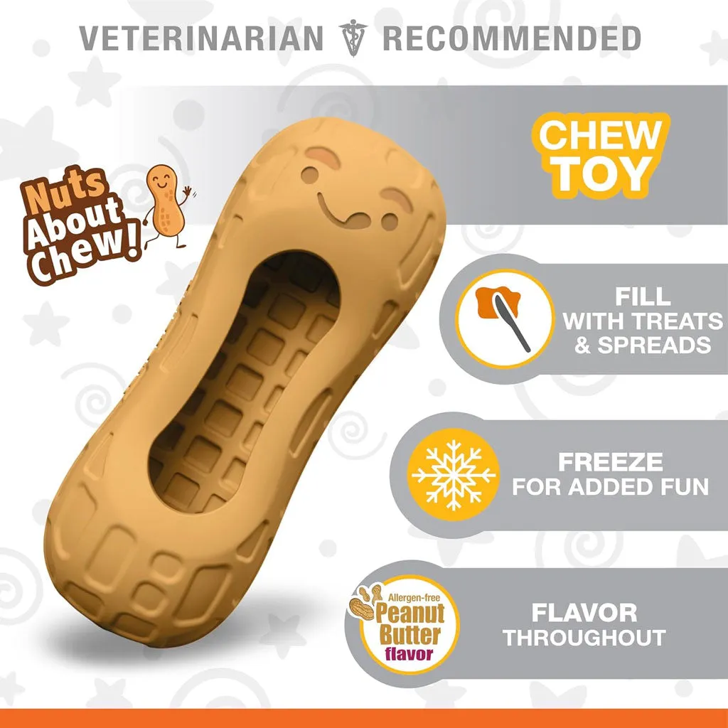 Nylabone Strong Rubber Allergen-Free Peanut Butter Flavor Tough Dog Treat Toy, Brown, Medium/Wolf