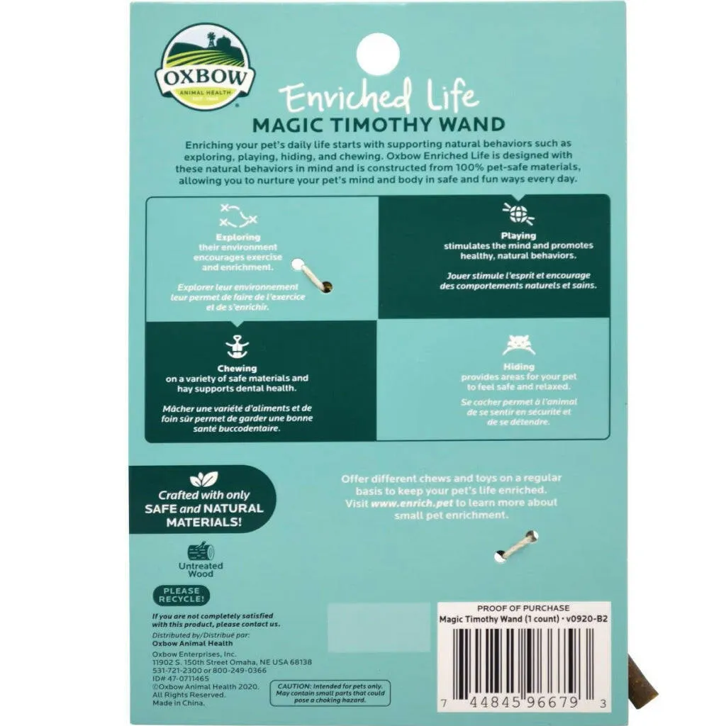 Oxbow Animal Health Enriched Life Magic Timothy Wand Small Animal Chew Toy