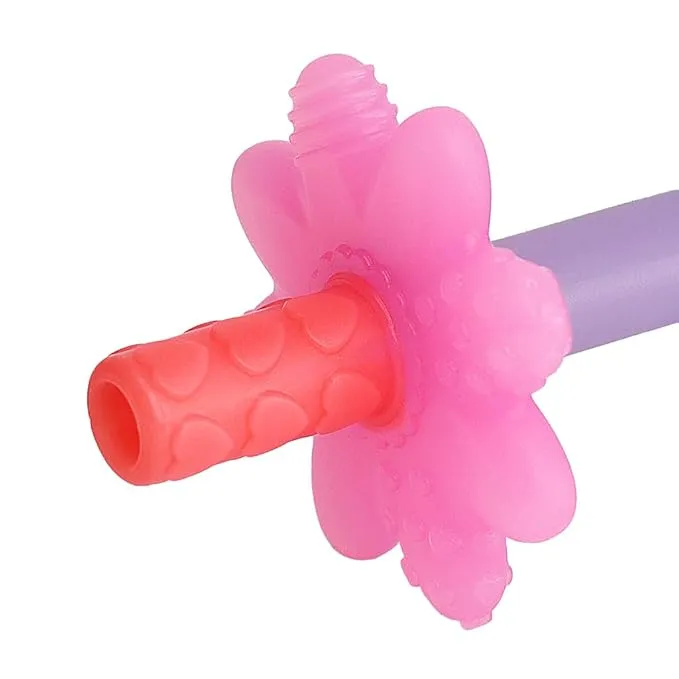 Pacifiers and Teething: Silicone Baby Teething Tube – Reaches Front Teeth & Back Molars (Pink Rainbow)