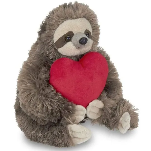 Simon Love Plush Stuffed Animal Three Toed Sloth Holding Heart