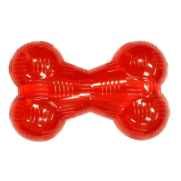 SPOT - Play Strong Mini Bone Rubber Dog Toy Red Small - 3.5 Inches