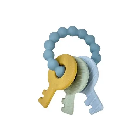 Three Hearts Key Teether Rattle - Slate