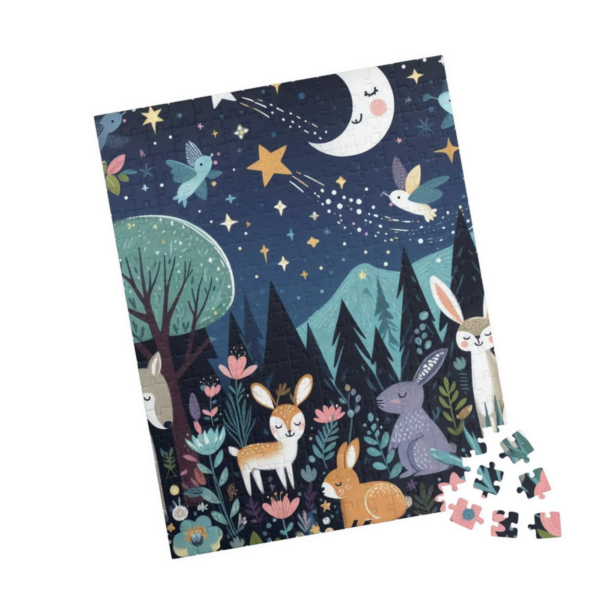 Whimsical Woodland Nighttime Scene - Puzzle (110, 252, 520, 1014-piece)