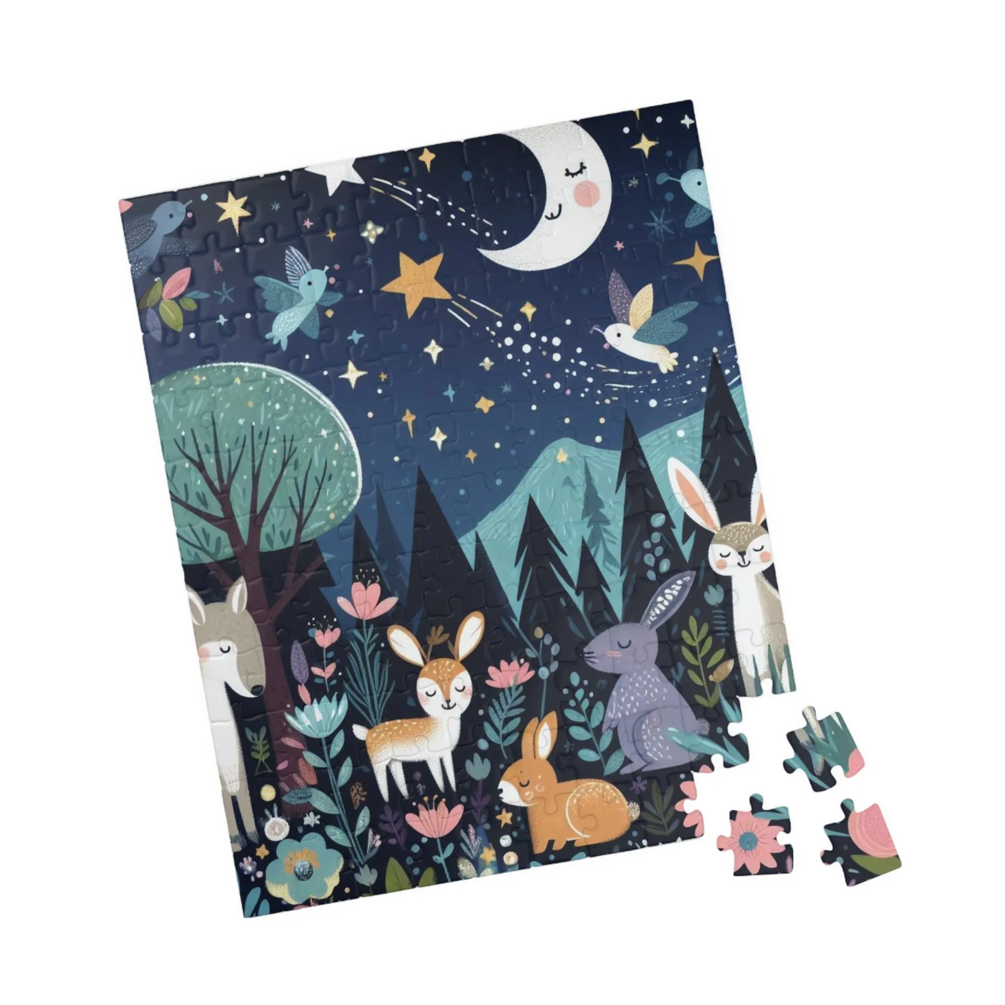 Whimsical Woodland Nighttime Scene - Puzzle (110, 252, 520, 1014-piece)