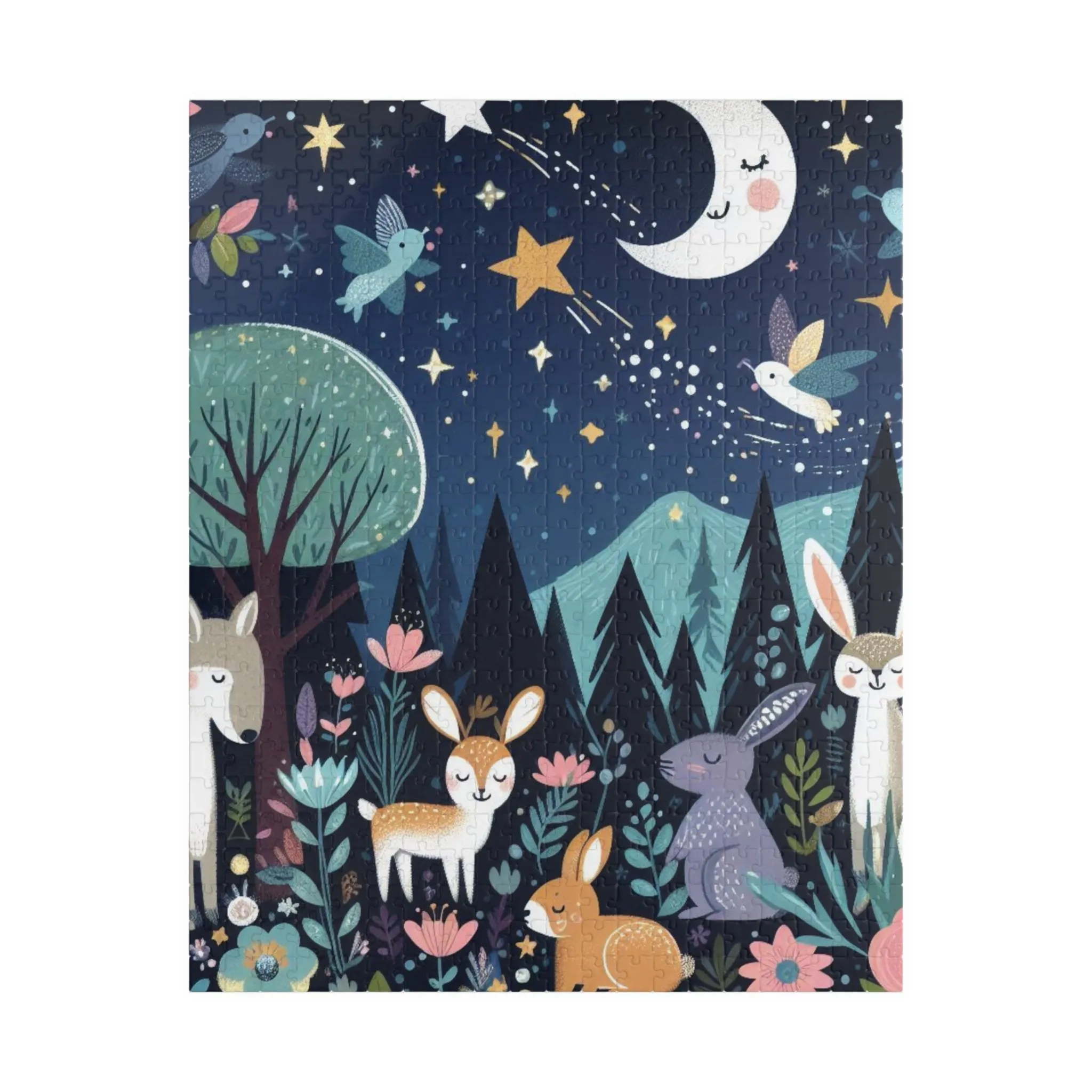 Whimsical Woodland Nighttime Scene - Puzzle (110, 252, 520, 1014-piece)