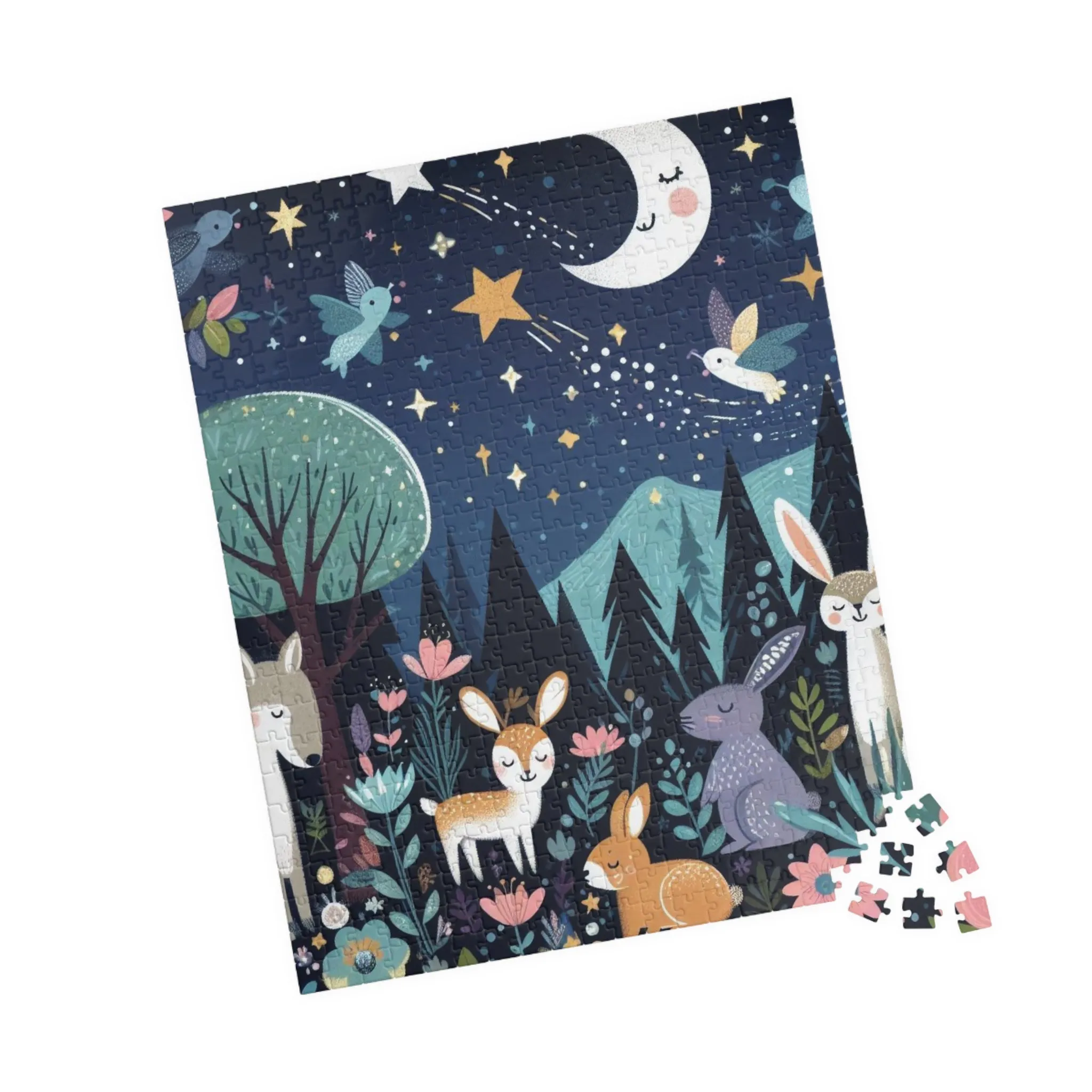 Whimsical Woodland Nighttime Scene - Puzzle (110, 252, 520, 1014-piece)