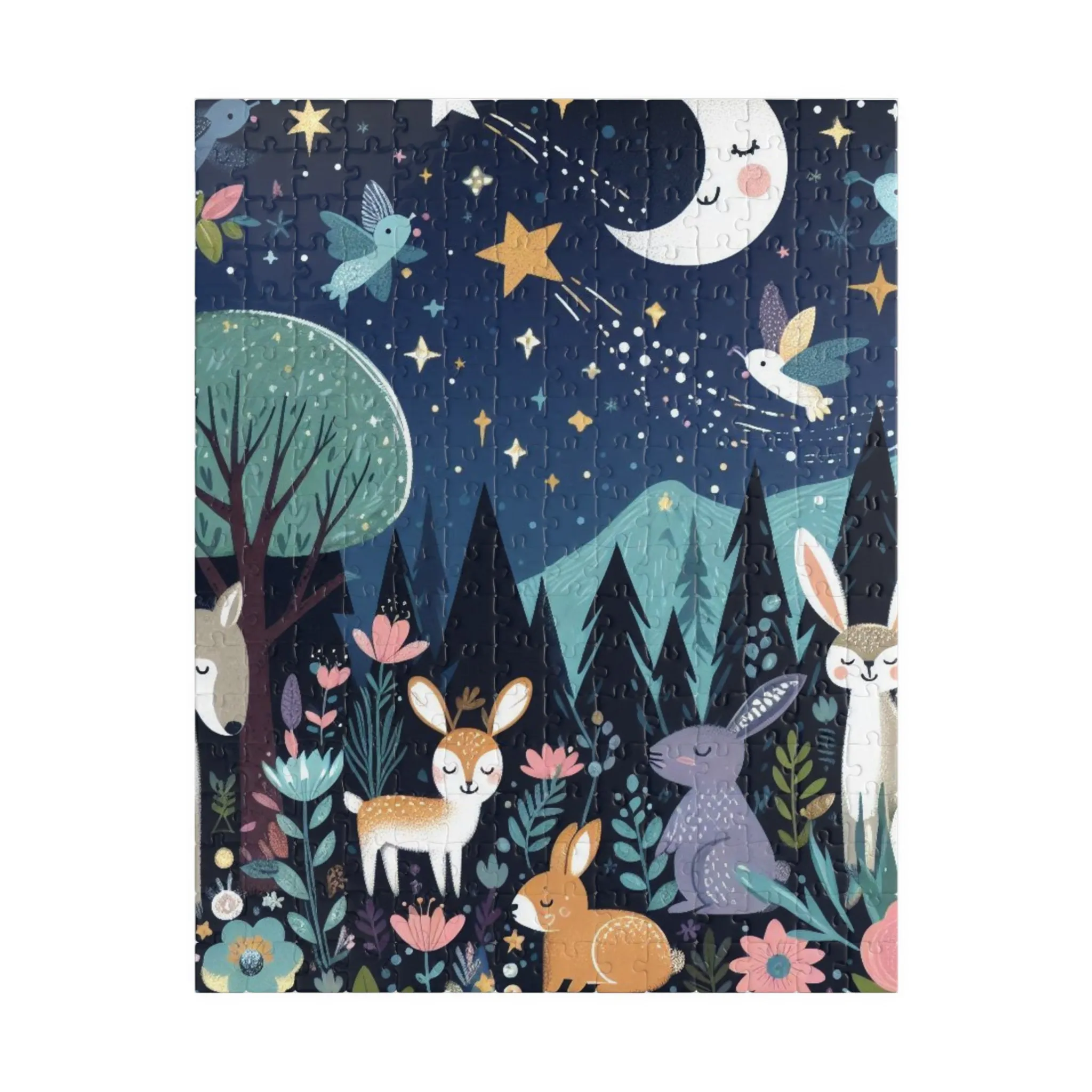 Whimsical Woodland Nighttime Scene - Puzzle (110, 252, 520, 1014-piece)